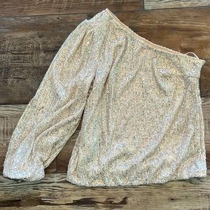 One shoulder sequin top